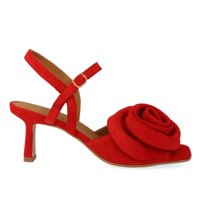 Angulus Sandal højhælet ruskind med rose