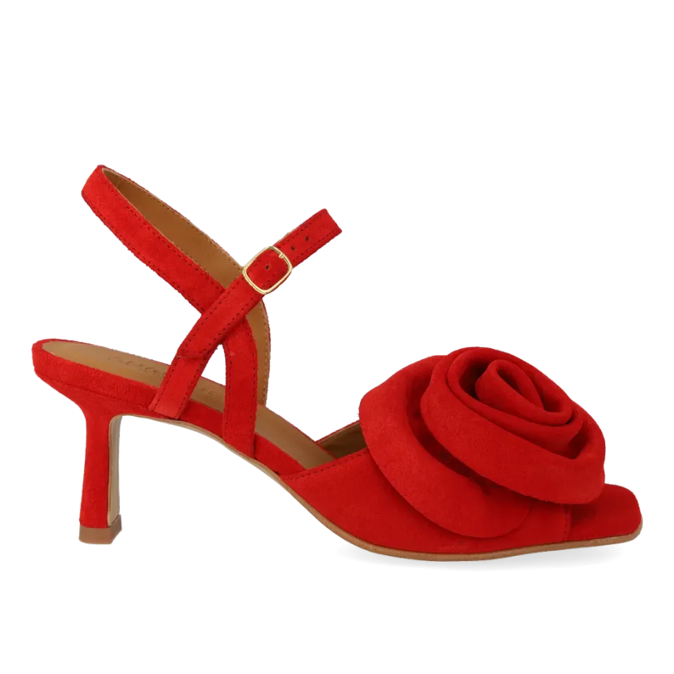 Angulus Sandal højhælet ruskind med rose