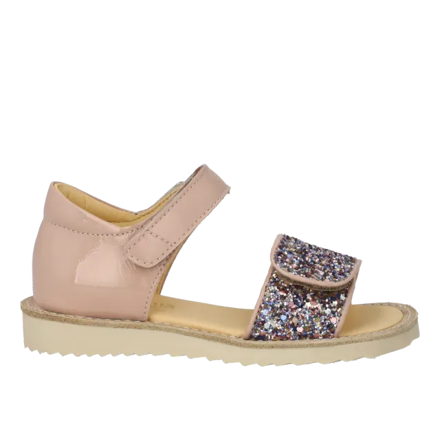 Angulus glitter børnesandal med velcrolukning