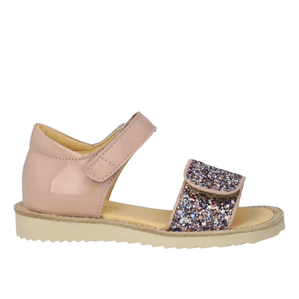 Angulus glitter børnesandal med velcrolukning