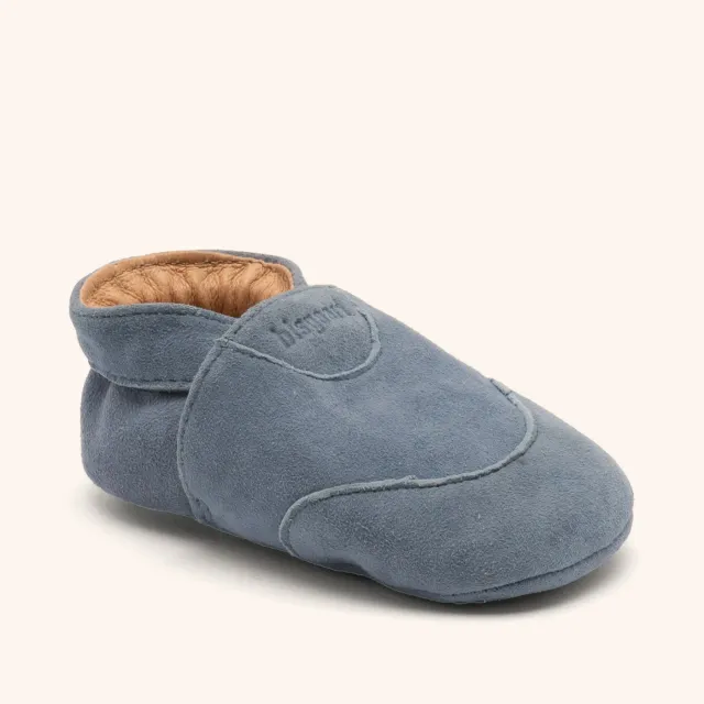 Bisgaard Newborn kravlesko dusty blue ruskind