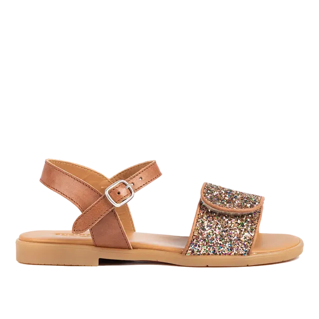 Angulus Glittersandal med spænde og velcro