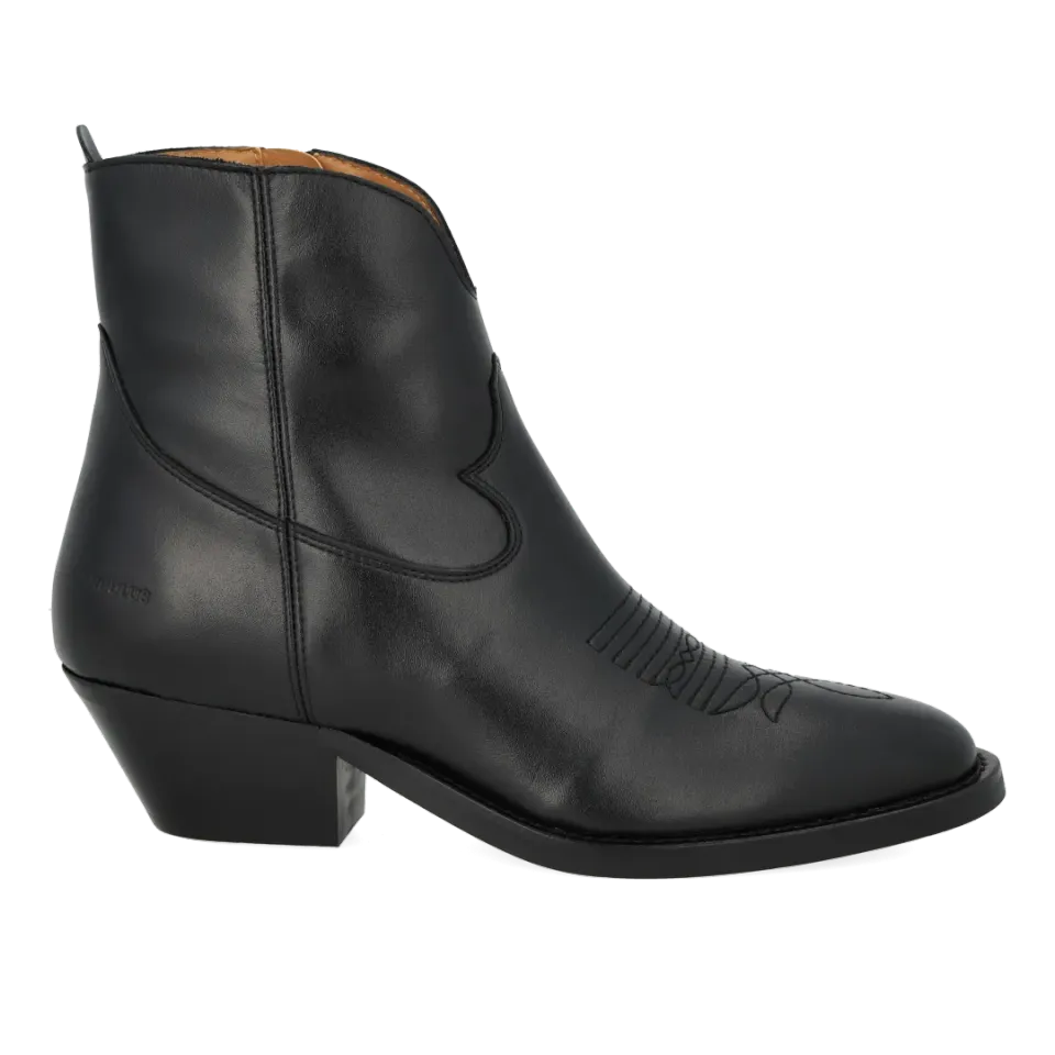 Angulus Cowboystøvle med stikninger damestøvle ruskind 4 cm