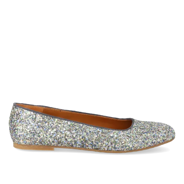 Angulus glitter ballerina til damer med ruskindskant