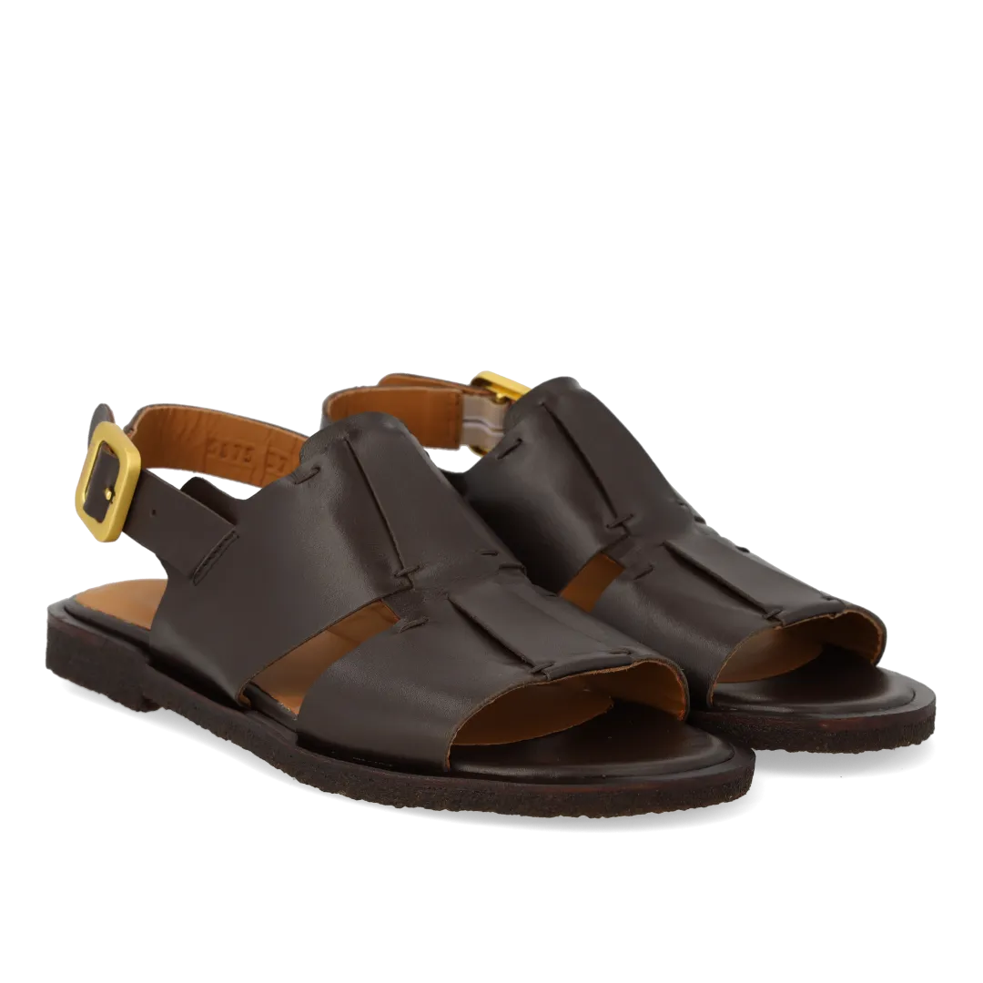 Angulus Remsandal med stikningsdetaljer sandal dame læder