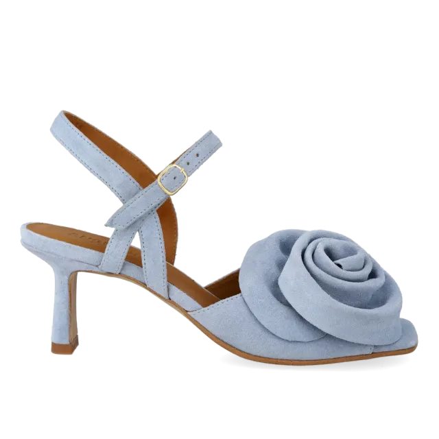 Angulus Højhælet sandal med rose i ruskind