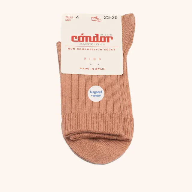 Bisgaard x Cóndor rib kort strømpe nougat