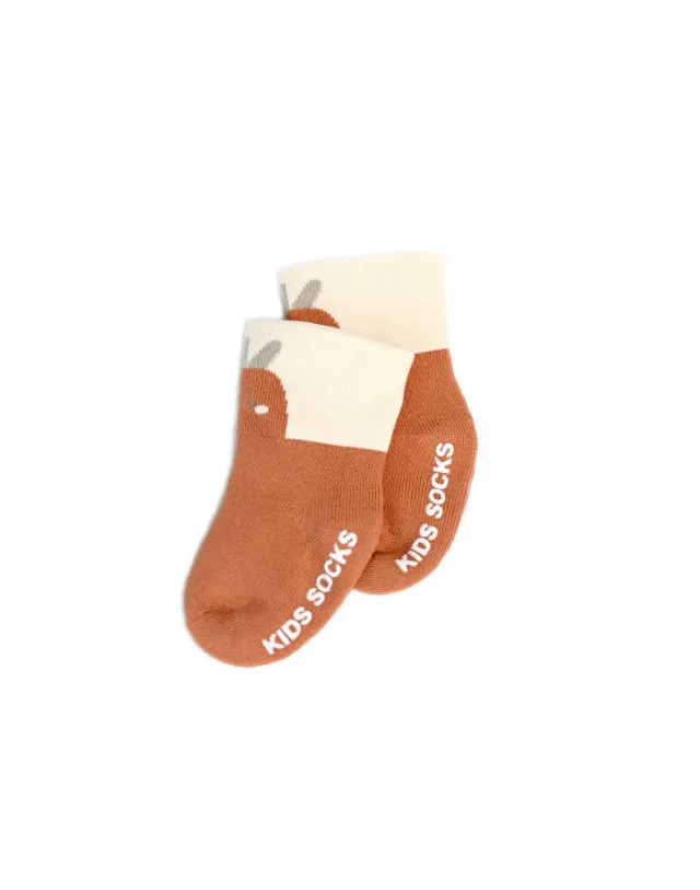 Minifus Strømper i Økologisk Bomuld rust rød kanin