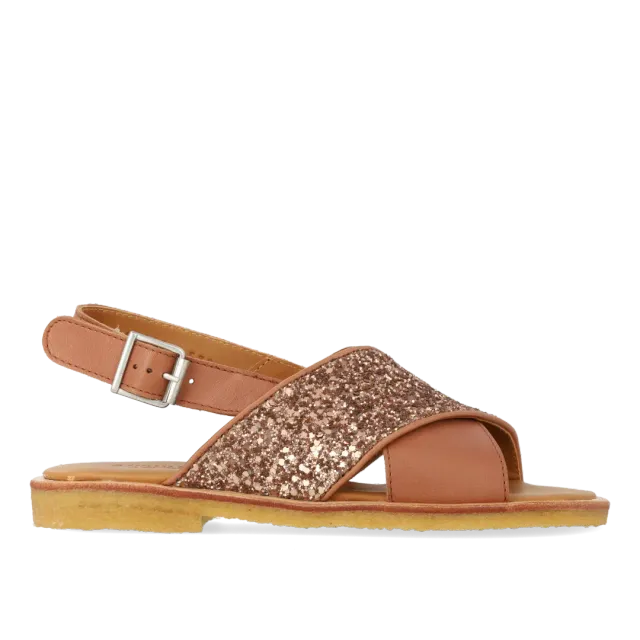 Angulus krydssandal glitter børnesandal læder