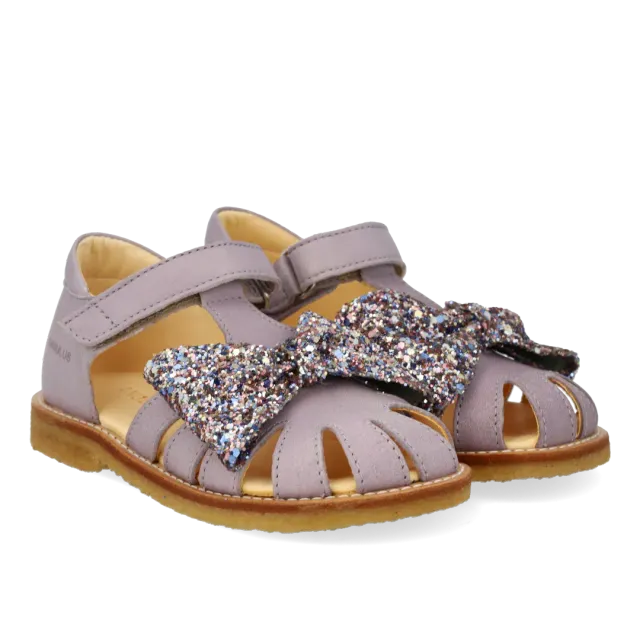 Angulus Begynder sandal med glittersløjfe og velcro