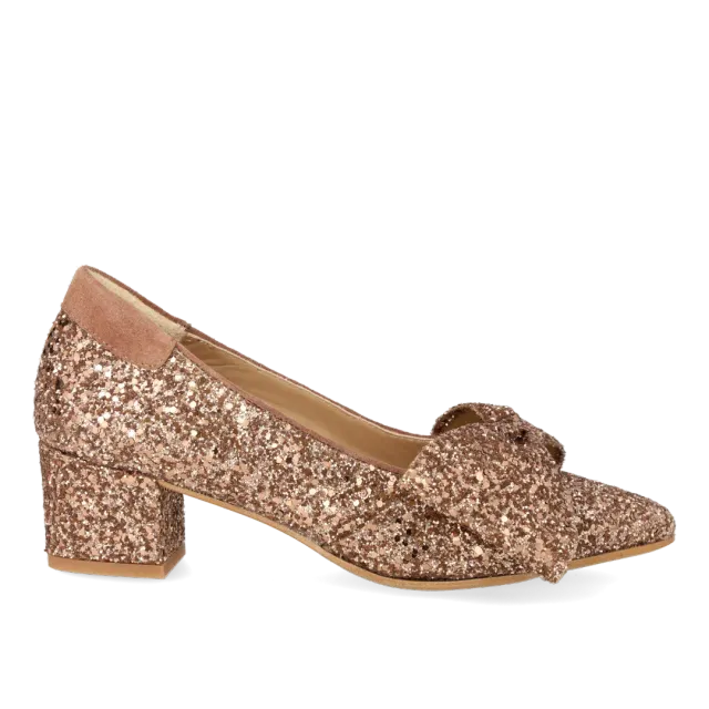 Angulus Sløjfe pump glitter blokhæl dame spids