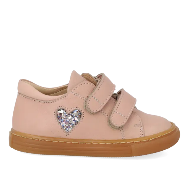 Angulus Begynder sneaker glitterhjerte velcro str 20-25