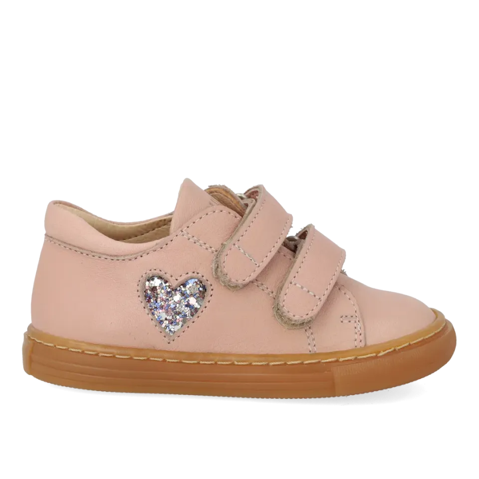 Angulus Begynder sneaker glitterhjerte velcro str 20-25