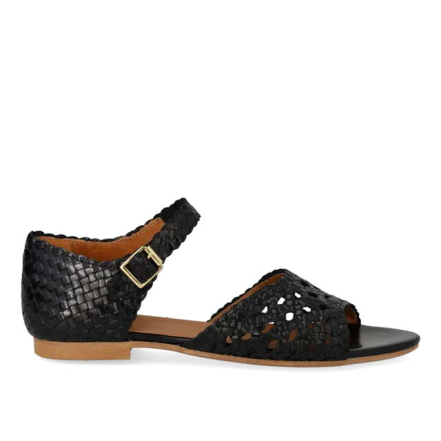 Angulus Håndflettet sandal med hulmønster detalje lædersandal