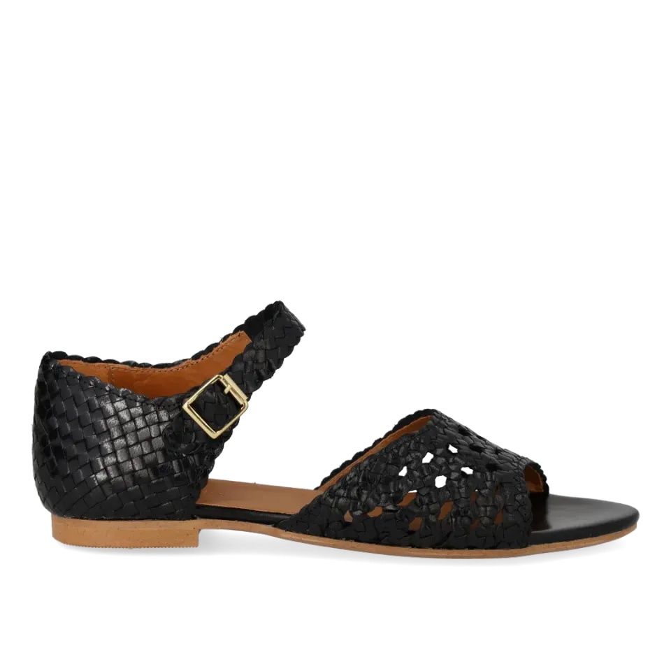 Angulus Håndflettet sandal med hulmønster detalje lædersandal