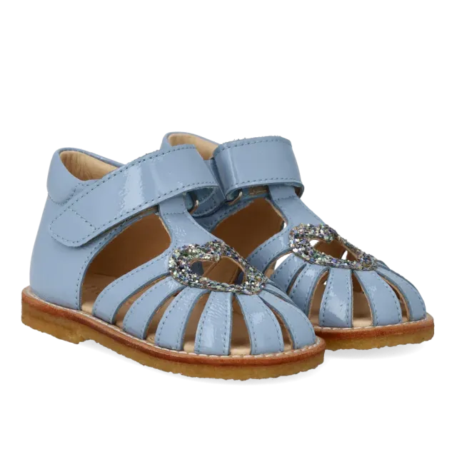 Angulus Hjertesandal med glitter og velcrolukning børnesandal