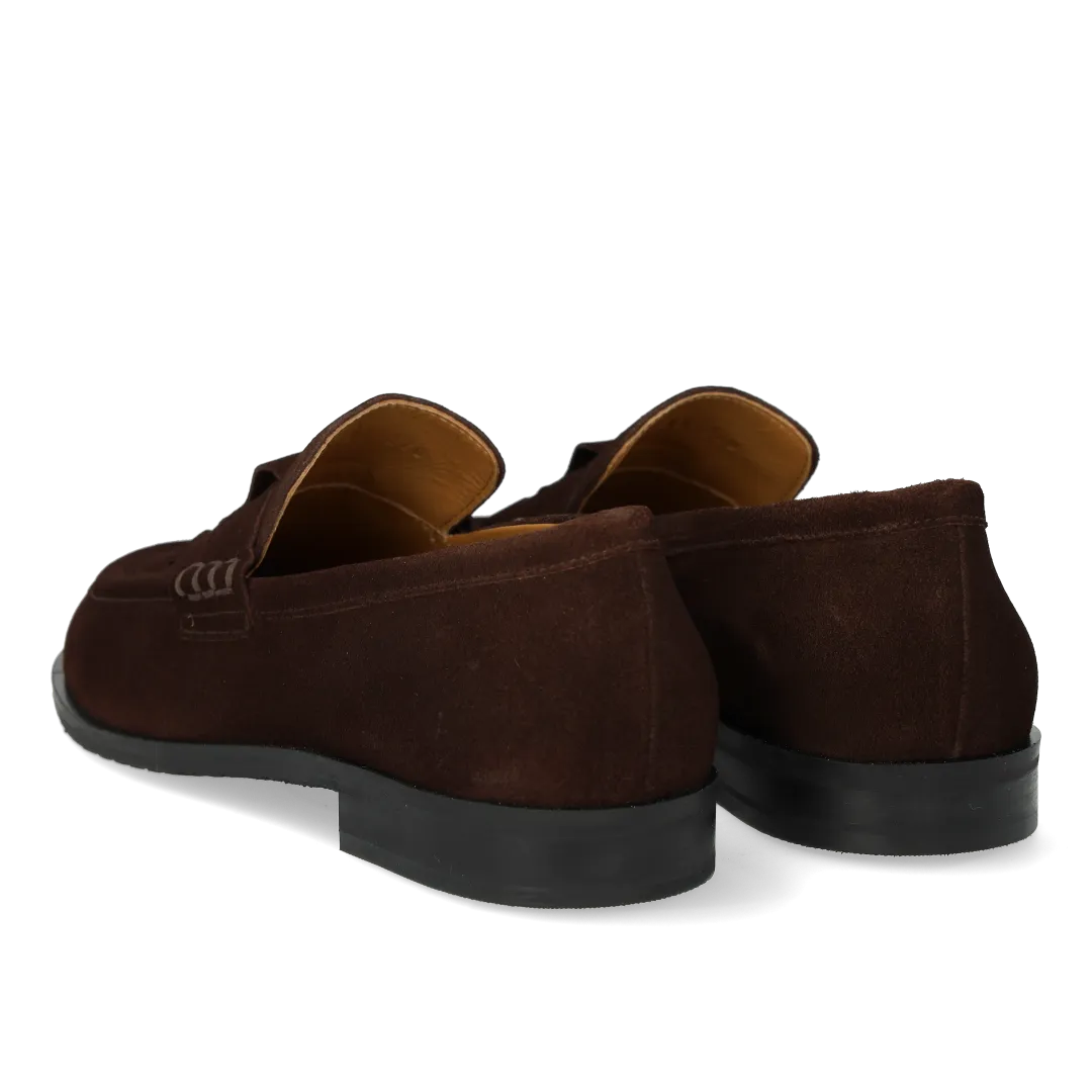 Angulus loafer brun ruskind damesko med flet