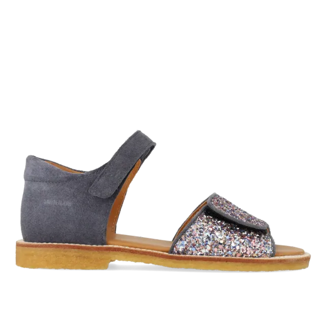 Angulus justerbar sandal i læder med funklende glitter børn