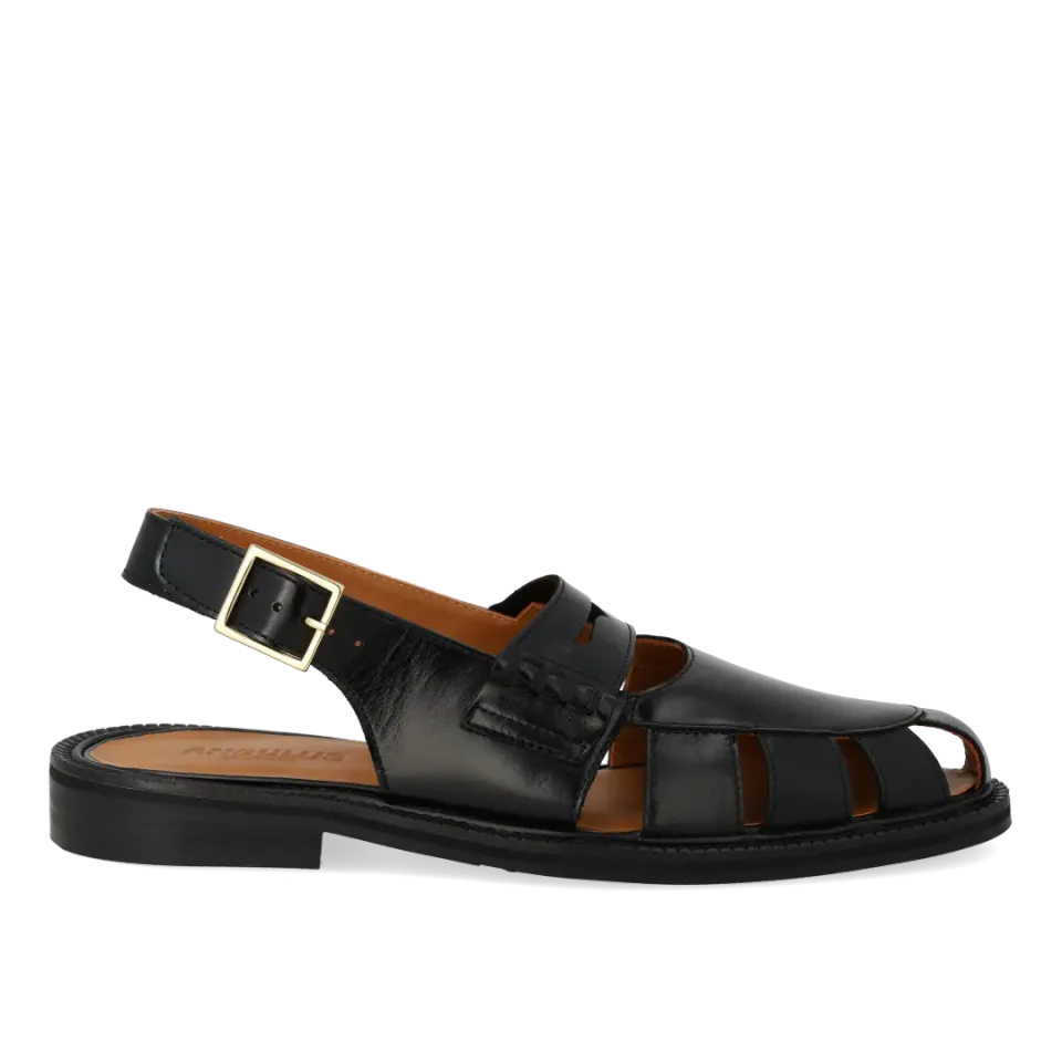Angulus Slingback loafer dame læder guldspænde