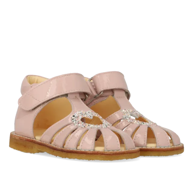 Angulus glitter hjerte begyndersandal velcro
