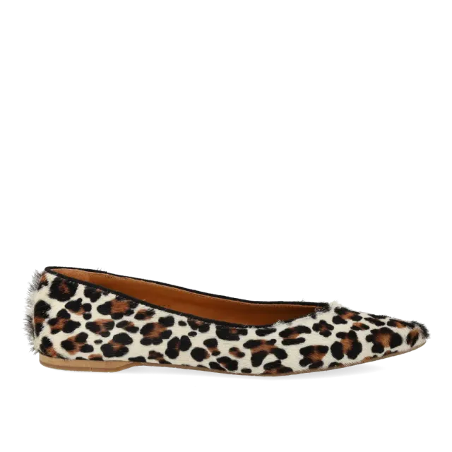 Angulus spids ballerina pony-pels leopard ballerinasko