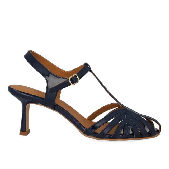 Angulus højhælet sandal organisk T-strap 6 cm hæl