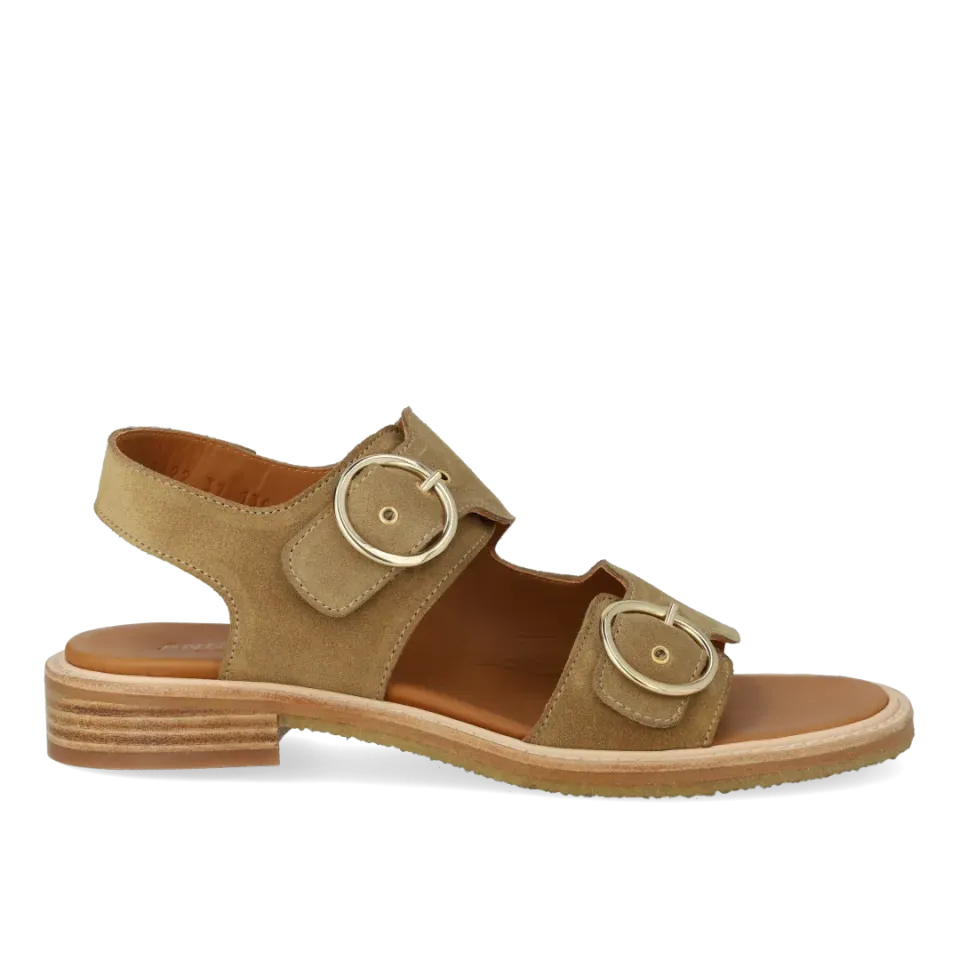 Angulus Sandal lædersandal med guldspænde