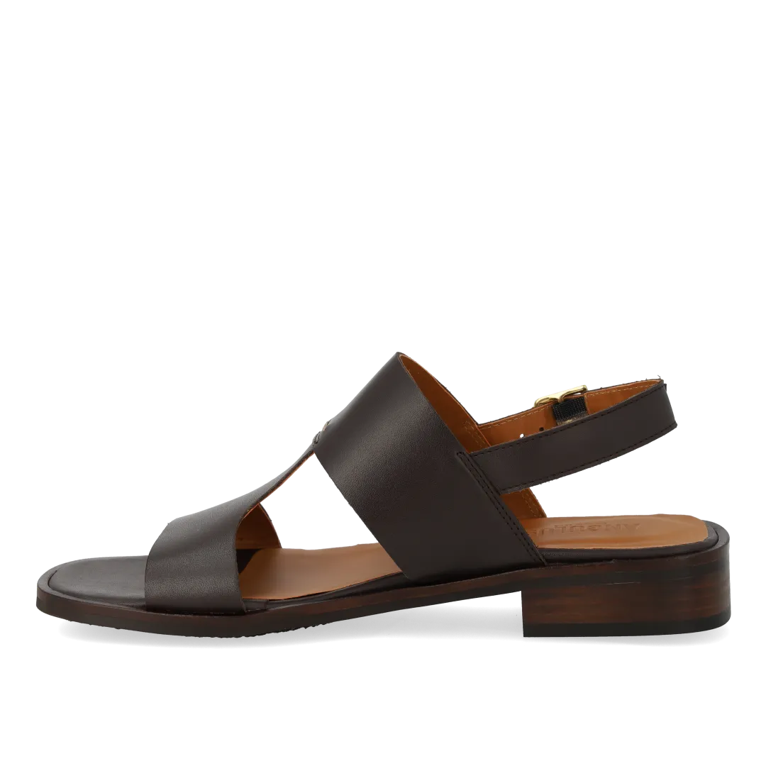 Angulus sandal med stikningsdetalje lædersandal sling-back