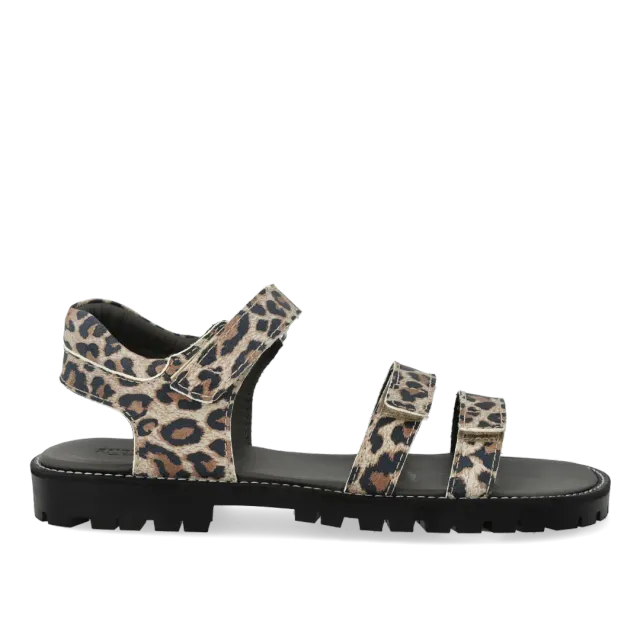 Angulus Sandal med tredobbelt velcro børnesandal læder sort sål