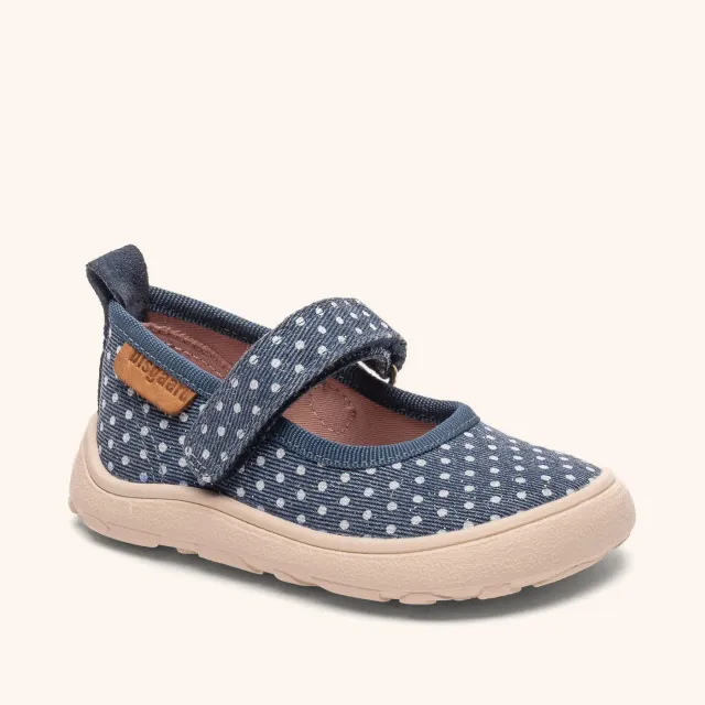 Bisgaard Barefoot Ballet Navy Dots hjemmesko