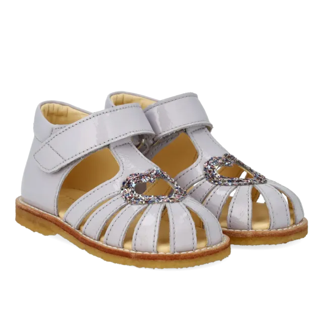 Angulus Hjertesandal med glitter og velcrolukning børnesandal