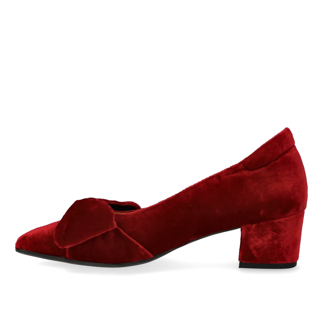 Angulus Sløjfe pump blød velour pumps blokhæl 5 cm