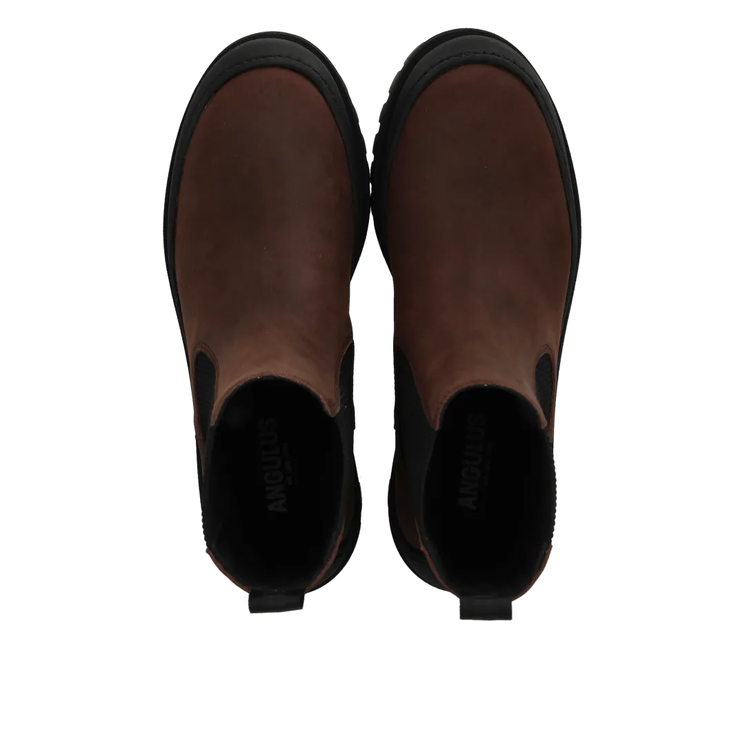 Angulus Chelsea chunky støvle dame nubuck sort sål
