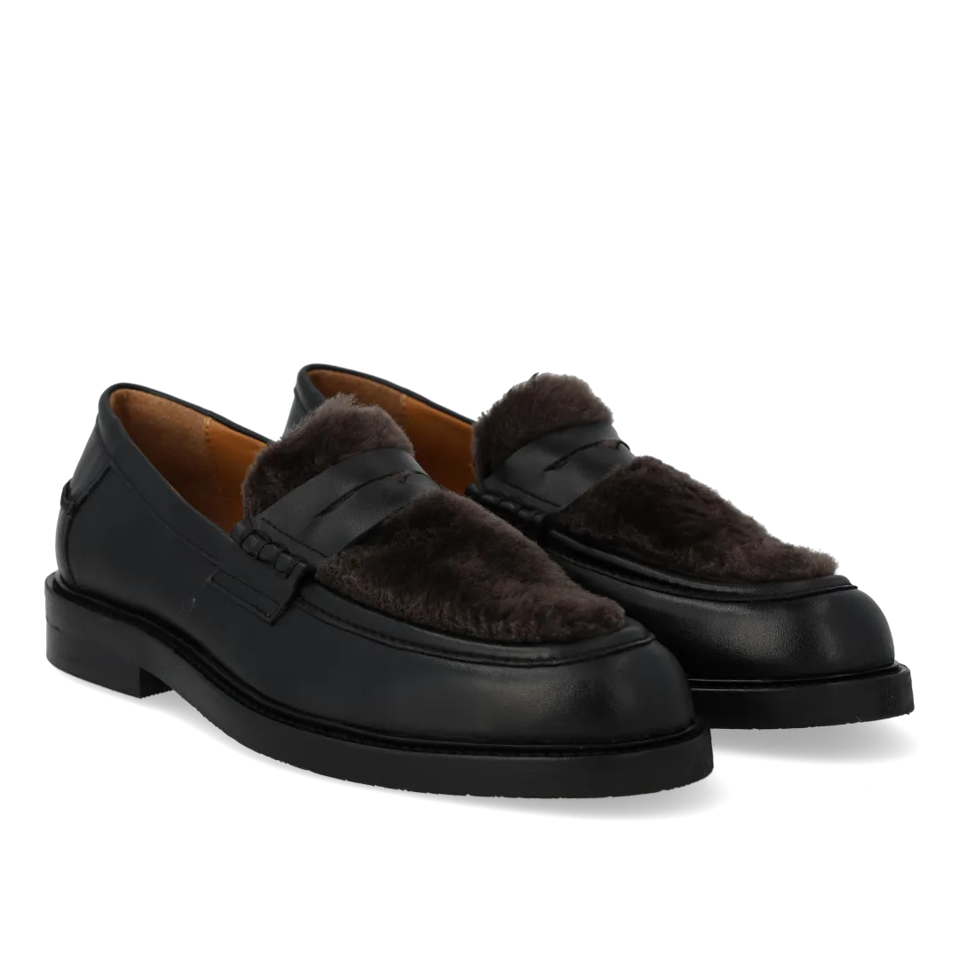 Angulus Penny loafer med blød pelsdetalje loafer