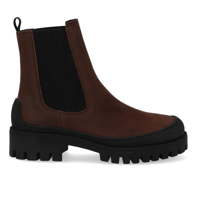 Angulus Chelsea chunky støvle dame nubuck sort sål