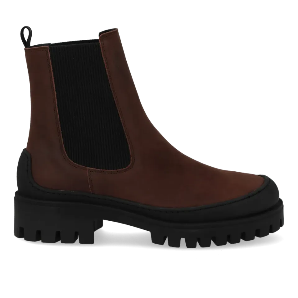 Angulus Chelsea chunky støvle dame nubuck sort sål
