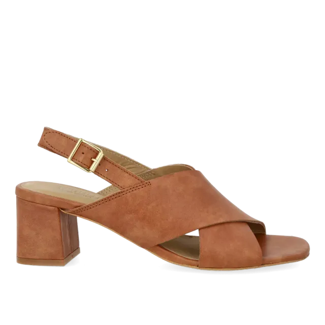 Angulus Sandal krydssandal læder 6 cm blokhæl