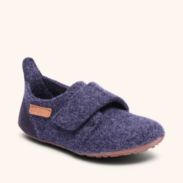 Bisgaard Casual Wool hjemmesko blå uld filt