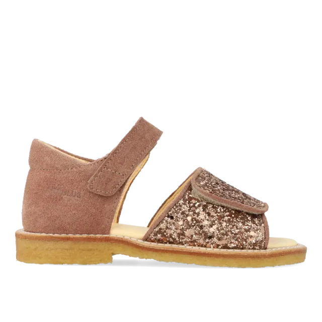 Angulus Sandal med funklende glitterdetalje børnesandal ruskind