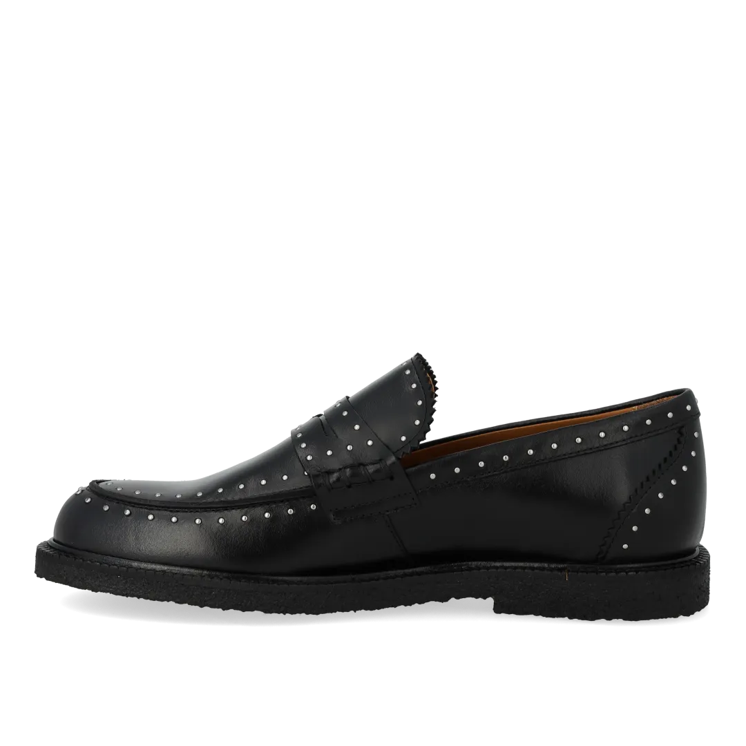 Angulus Klassisk Penny loafer med dekorative sølvnitter læder
