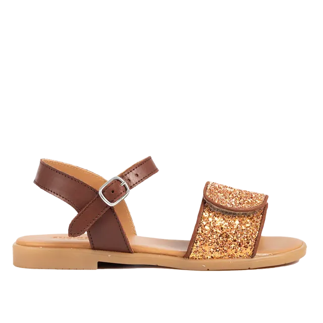 Angulus Glittersandal med spænde og velcrolukning