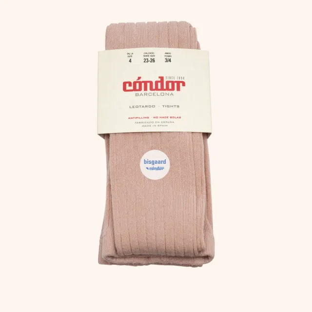 Bisgaard Cóndor Cotton Rib strømpebukser rosa bomuld