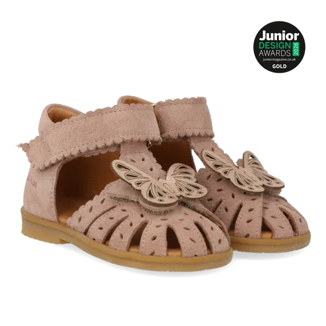 Angulus sandal ruskind sommerfugl dobbelt velcro