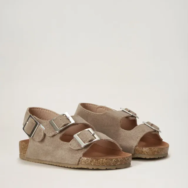 BabyMocs Vacay barfodssandal beige vegansk ruskind