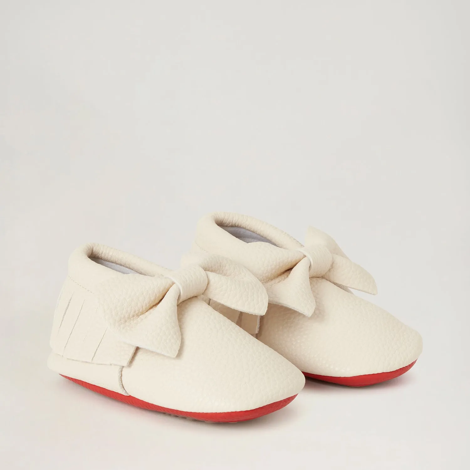 BabyMocs Bow Mocs barfodssko off white blød sål