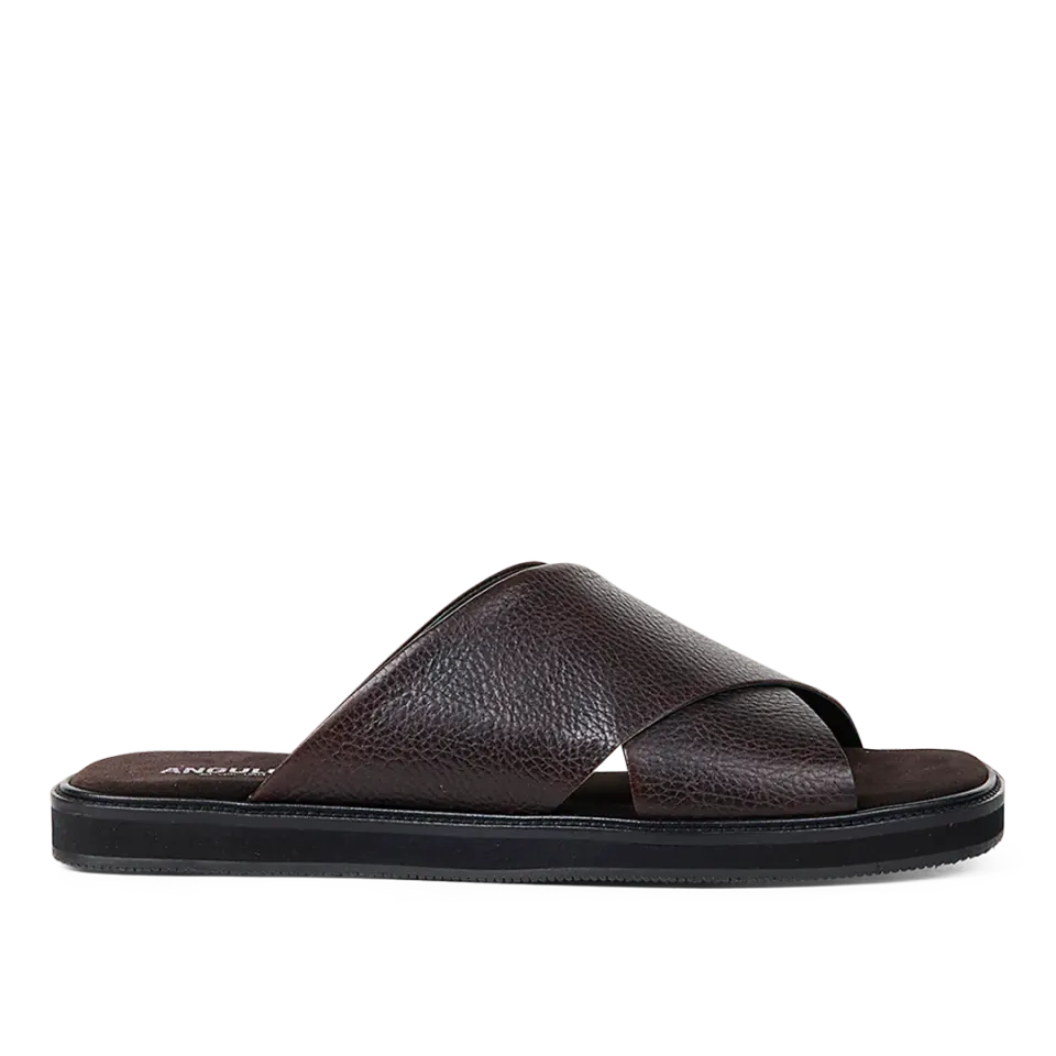 Angulus Slip-on kryds lædersandal herresandal sort