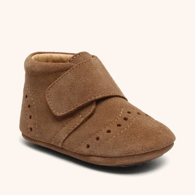 Bisgaard Petit hjemmesko camel læder velcro