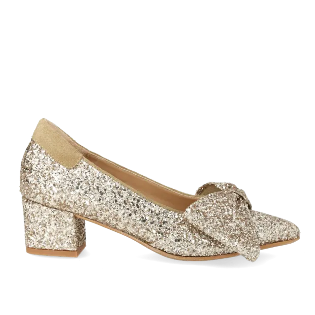 Angulus Sløjfe pump glitter pumps blokhæl