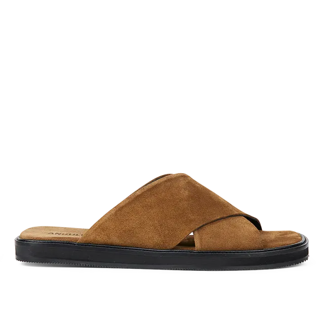 Angulus Slip-on kryds lædersandal til herre i læder