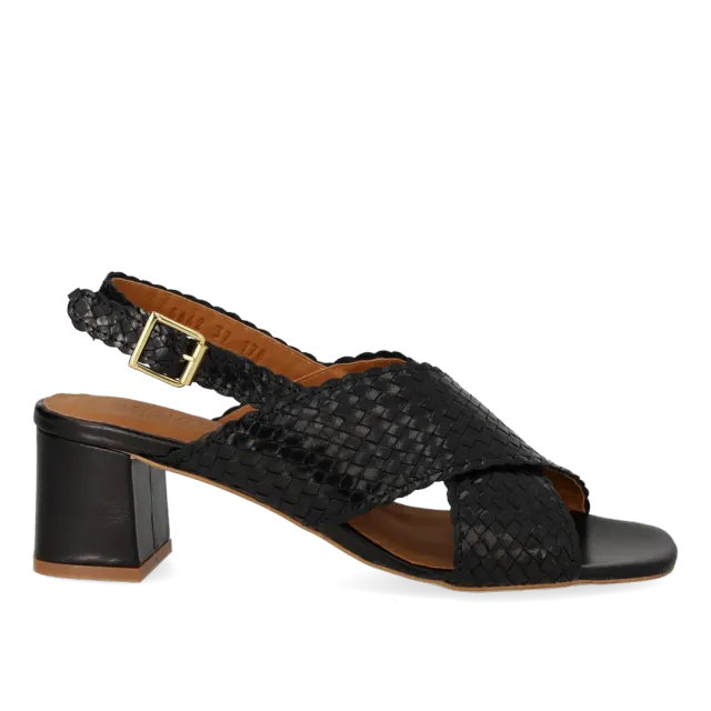 Angulus Høj krydssandal sandal håndflettet læder 6 cm hæl